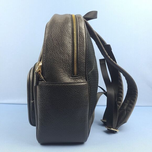 Coach Court Backpack Pebbled Leather Black Gold Black A2221-5666 Luxury Goods - Picture 3 of 15